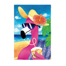 Summer Flamingo Burlap House Flag