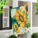 Sunflower Bloom Burlap House Flag