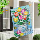 Butterflies and Tulips Suede House Flag