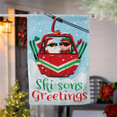 Christmas Skiing Suede House Flag Double Sided