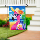 Summer Flamingo Burlap Garden Flag