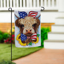 Summer Highland Cow Suede Garden Flag