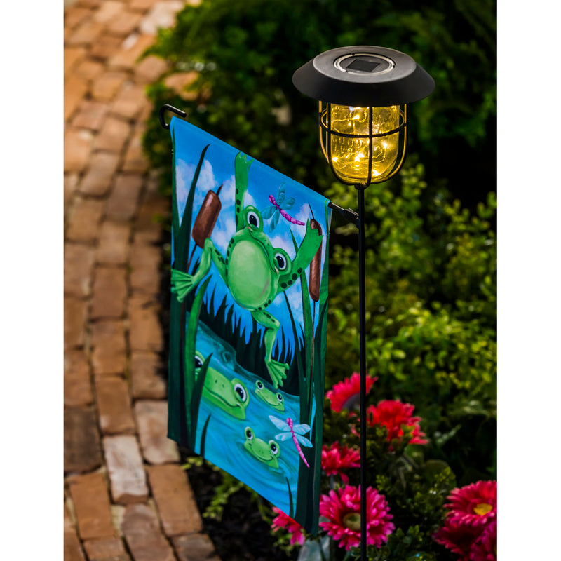 Evergreen Flag hardware,Lantern Solar Garden Flag Stand,14.76x5x42 Inches