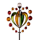 Solar Metal Wind Spinner, Green & Gold Heart, 81"H