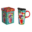 Ceramic Perfect Travel Cup, 17oz, w/ Gift Box, Flowers in Vase
