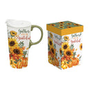 Gather and Be Grateful Sunflower Ceramic Perfect Cup, 17oz, Gift Box