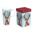Christmas Vacation Travel Cup Ceramic Perfect Cup, Reindeer, 17oz, Gift Box