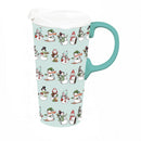Christmas Vacation Drinkware Gift Set Ceramic Perfect Cup and Compact Tote, Snowman, 17oz, Gift Box