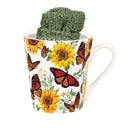 Butterfly Ceramic Flare Cup and Sage Socks Gift Set, 12oz, Gift Box