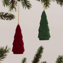 4" Flocked Ceramic Tree Ornament, 2 Asst, Red/Green