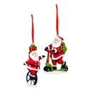 Christmas Vacation Ornament Santa Riding Unicycle/Scooter Resin, Asst