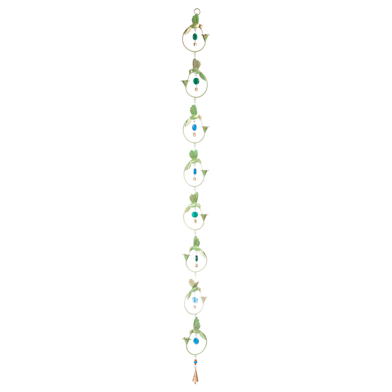 Evergreen Garden Accents,70"H Hummingbird Circles with Bead Accents Rain Chain,3.5x5.25x70 Inches