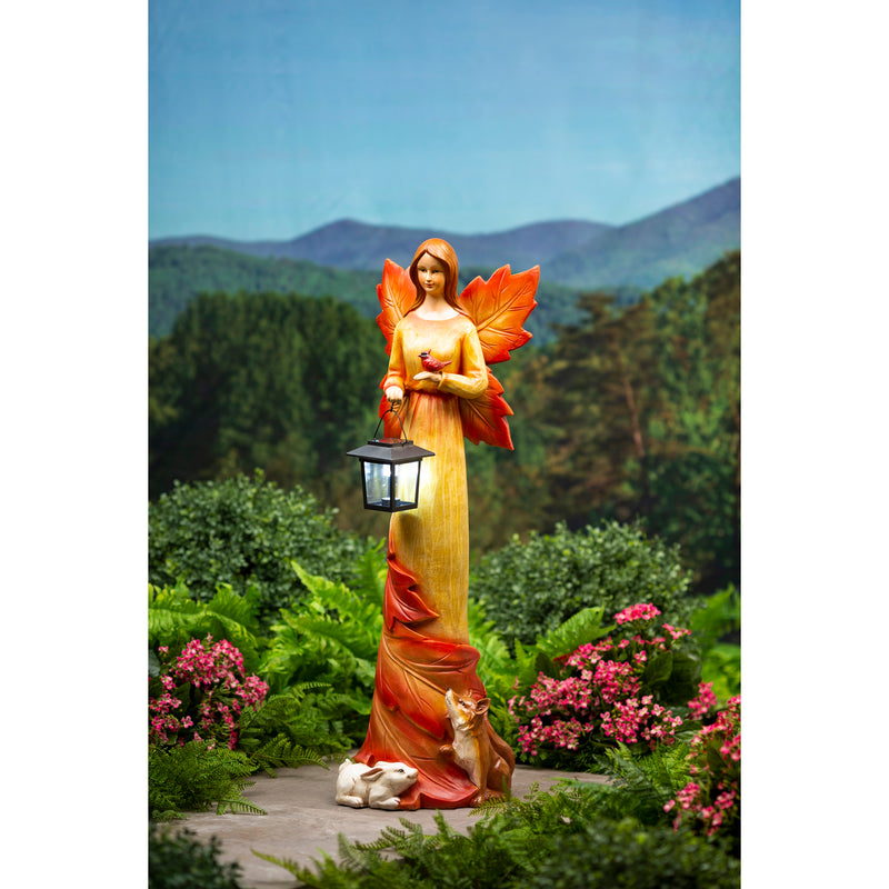 Evergreen Statuary,Solar Fall Foliage Angel and Friends Garden Statue,11.42x8.66x29.92 Inches
