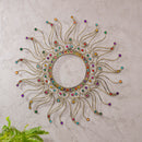 Evergreen Garden Accents,Colorful Beaded Metal Sunburst Outdoor Wall Decor,24.41x24.41x0.63 Inches