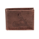 St Louis Cardinals Bi-Fold Wallet Brown 100% Genuine Leather