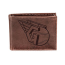 Cleveland Guardians Bi-Fold Wallet Brown 100% Genuine Leather