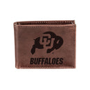 University of Colorado, Bi-Fold Wallet, Brown, CH, 100% Genuine Leather