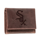 Chicago White Sox Tri-Fold Wallet Brown 100% Genuine Leather