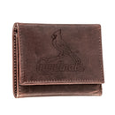 St Louis Cardinals Tri-Fold Wallet Brown 100% Genuine Leather