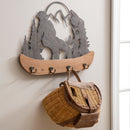 Metal and Wood Mountain Wall Decor with Hooks