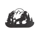 Metal and Wood Mountain Wall Decor with Hooks