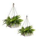 Geometric Embossed Metal Planter, Set of 2
