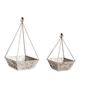 Geometric Embossed Metal Planter, Set of 2