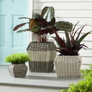 Short Resin Wicker Planter Set of 3