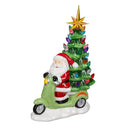 Christmas Vacation LED Table Décor Resin Santa on Scooter with Christmas Tree, 12.25"H