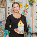 12.5" Fabric Gnome with Chicken Hat Tabletop Decor