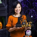 Witch Wood and Metal Table Sign, 10"H