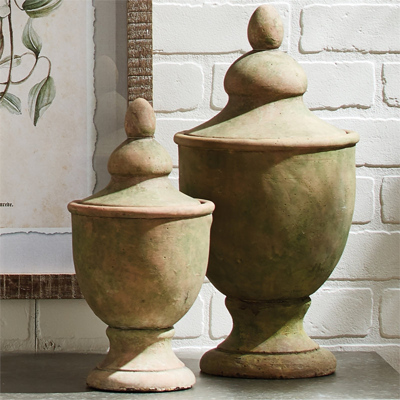 Napa Garden Collection-Weathered Garden Lidded Urn (Large)