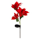 Solar Power Poinsettia  Garden Stake, 2 Blooms and 1 Bud