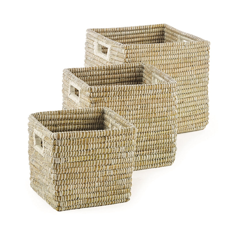 Rivergrass Sq Baskets W/ Hndls , Set of 3