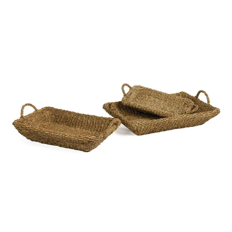 Seagrass Trays W/ Handles , Set of 3
