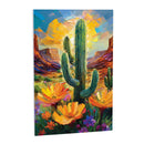 Southwest Pueblo Indoor Wall Decor, Wood, Desert Flower and Cactus, 24"x16"