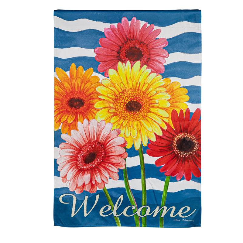 Evergreen Flag,Spring Gerbera Bouquet House Suede Flag,43x29x0.02 Inches