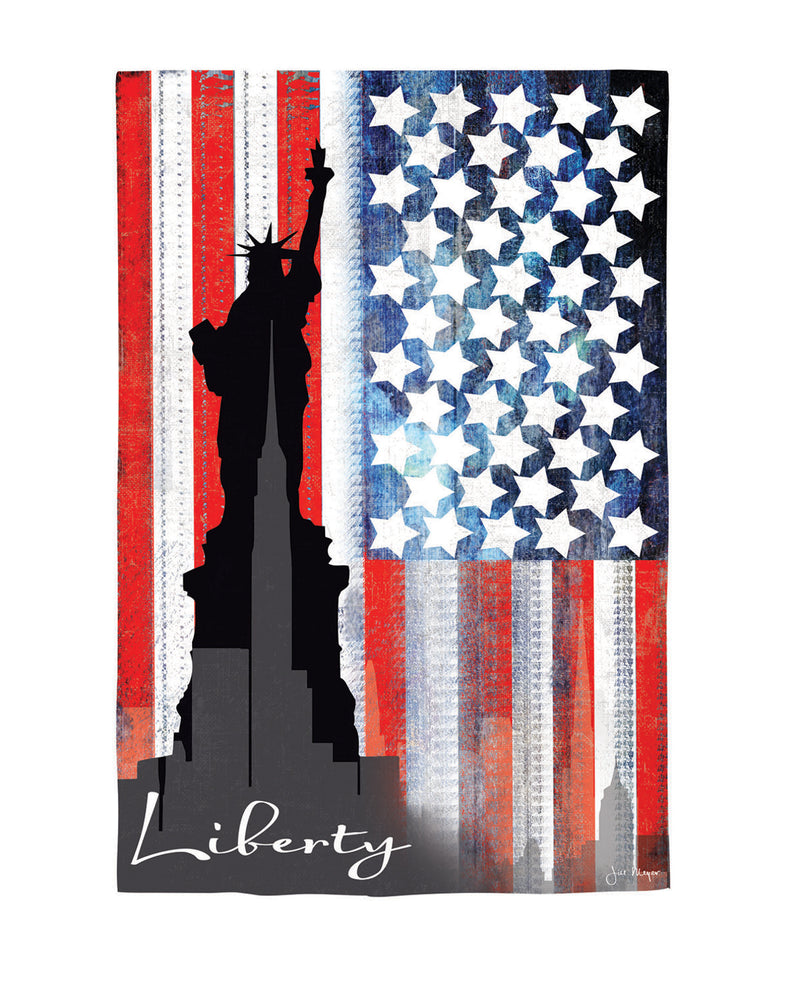 Evergreen Flag,Liberty Statue Reversible Suede House Flag,28x0.02x44 Inches
