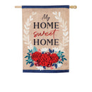 Patriotic Floral Home Sweet Home House Burlap Flag,13b9141bl