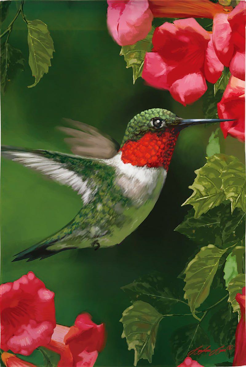Evergreen Flag,Hummingbird Closeup Suede Garden Flag,12.5x0.02x18 Inches
