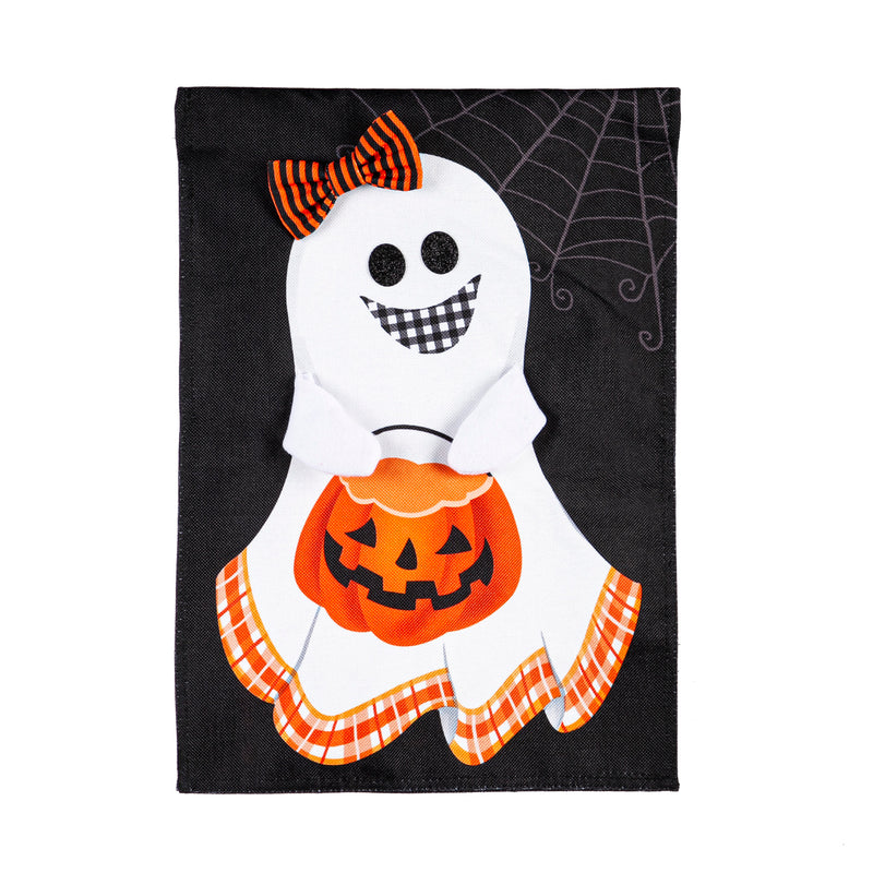 Evergreen Flag,Girl and Boy Ghost Reversible Garden Burlap Flag,0.2x12.5x18 Inches