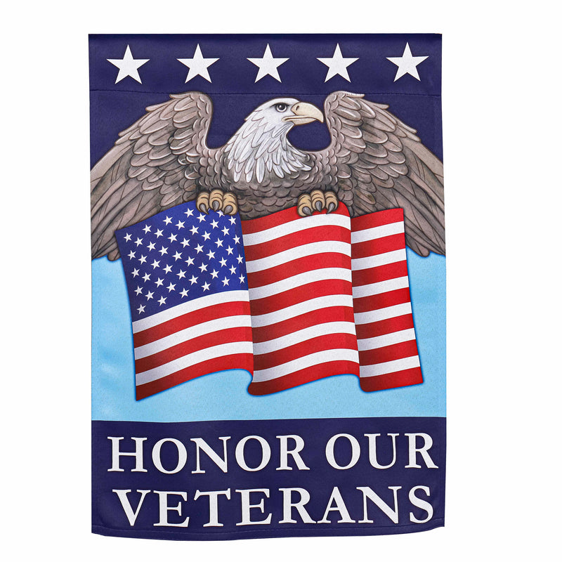 Evergreen Flag,Honor Our Veterans Suede Garden Flag,0.02x12.5x18 Inches
