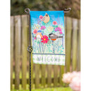 Wild Flowers Welcome Garden Linen Flag,14l9609