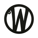10" Pin-On Black Embossed Felt Monogram Letter W,20072pw