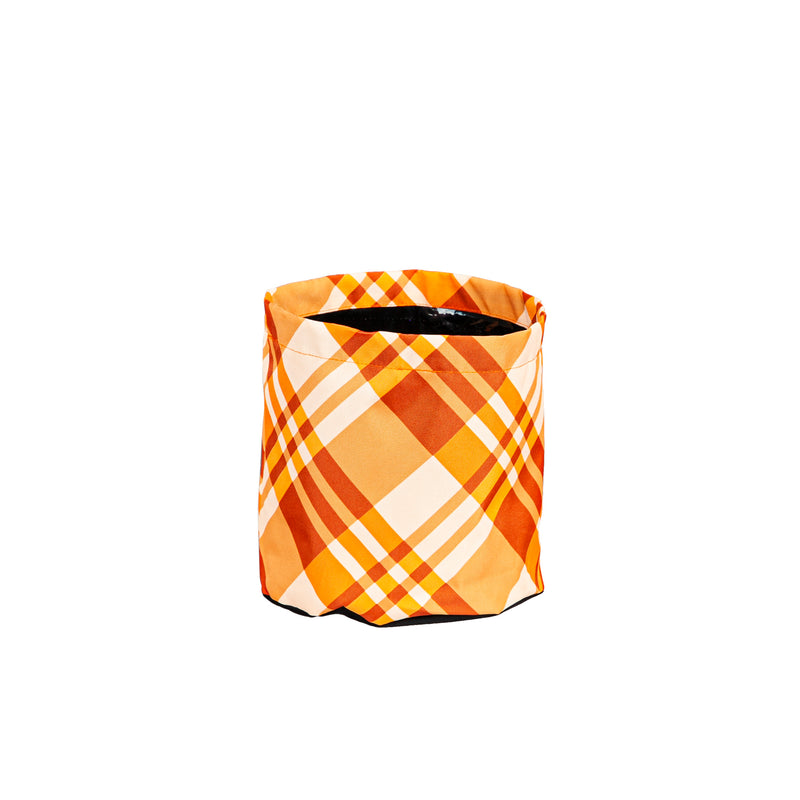 Evergreen Flag,Fall Plaid Round Fabric Planters, Set of 3,13x13x13 Inches