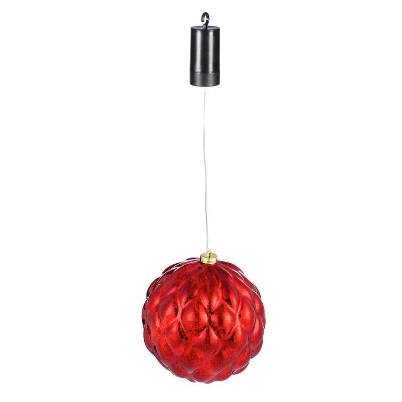 8" Shatterproof Outdoor Safe Battery Operated LED Ornament, 2 asst., Red and Green,  7.87"x7.87"x7.87"inches