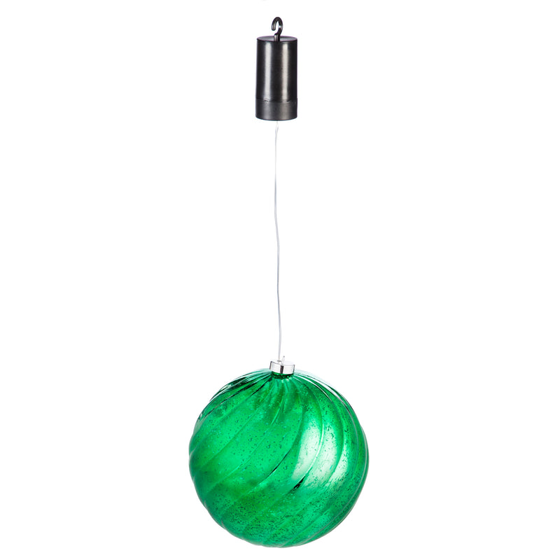 8" Shatterproof Outdoor Safe Battery Operated LED Ornament, 2 asst., Red and Green,  7.87"x7.87"x7.87"inches