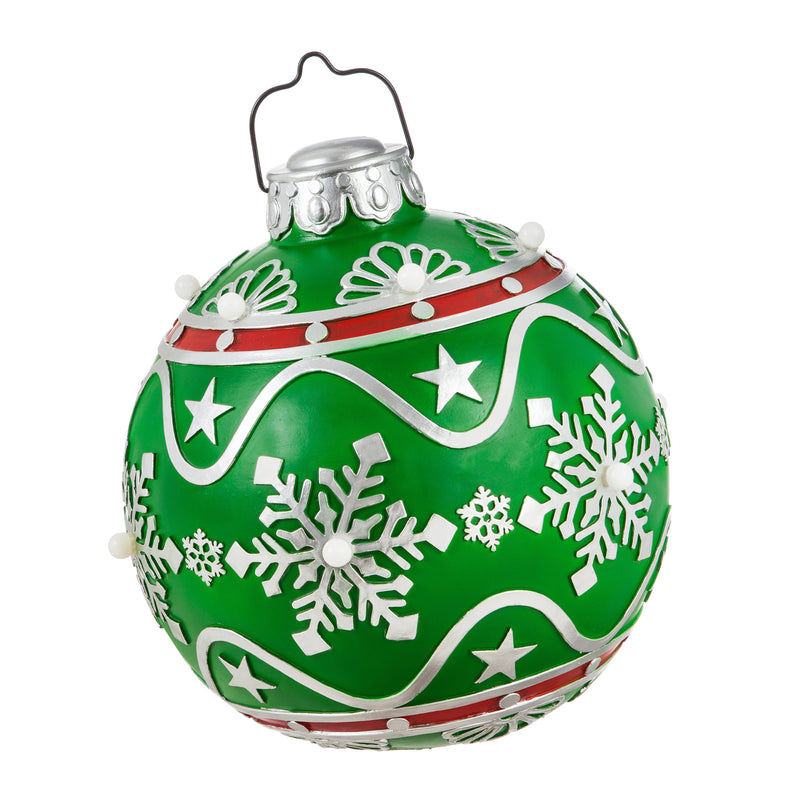 Evergreen Deck & Patio Decor,12" Battery Operated Ornament Outdoor Ornament, Green,12.1x12.1x12.8 Inches