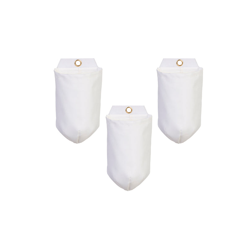 Evergreen Deck & Patio Decor,Small U-Shaped Hanging Pocket Planter, Set of 3, White,3.5x3x8 Inches