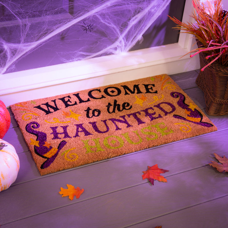 Evergreen Floormat,Halloween Welcome with Glitter Embellishment Coir Mat,30x1x18 Inches